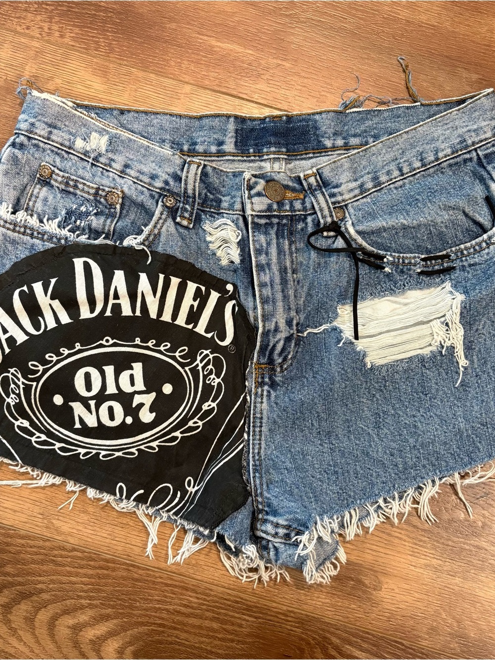 Jack Daniels Blue Distressed Denim Women's Shorts